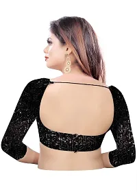 Women's Satin Plain Saree With Black Blouse (Mehndi)-thumb4