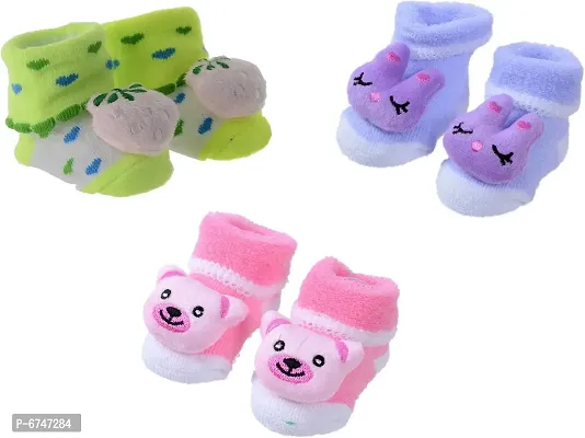 Shop Frenzy Born Baby Fancy Cartoon 3D Face Socks Cum Shoes Booties (0-6 Months)