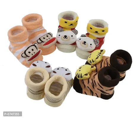 Shop Frenzy Born Baby Fancy Cartoon 3D Face Socks Cum Shoes Booties (0-6 Months)-thumb0