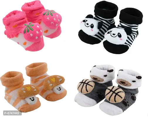 Shop Frenzy Born Baby Fancy Cartoon 3D Face Socks Cum Shoes Booties (0-6 Months)-thumb0