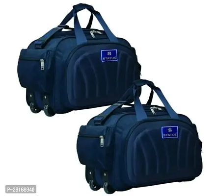 Multipurpose Expandable Polyester Travel Duffle Bag with 2 Roller Wheels- Pack Of 2-thumb0