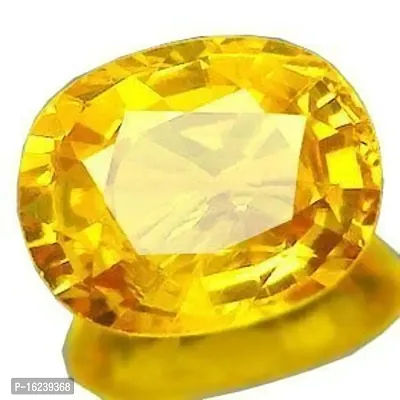 7.25 Ratti  Yellow Sapphire Gemstone Original Certified Pukhraj Stone Natural for Men Women-thumb0