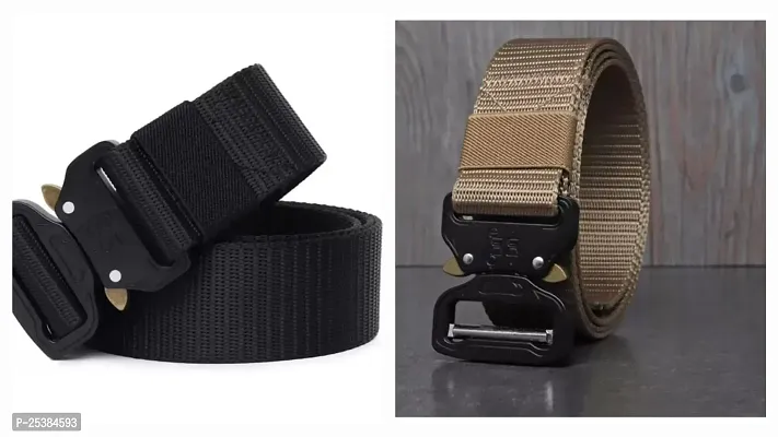 Elegant Multicoloured Textured Belt For Men Pack Of 2-thumb0