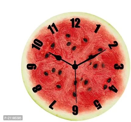 Water Melon Digital Print on Wood 11x11 Inch Wall Clock for Home and Office - (Without Glass)-thumb0