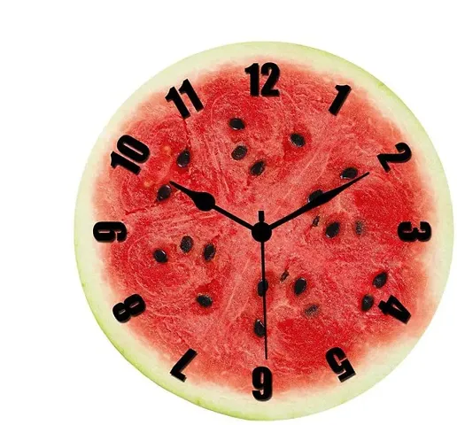 Saanvishubh Water Melon Digital Print Wall Clock for Living Room Bedroom - (28x28 cm - 11x11 Inch - Without Glass)