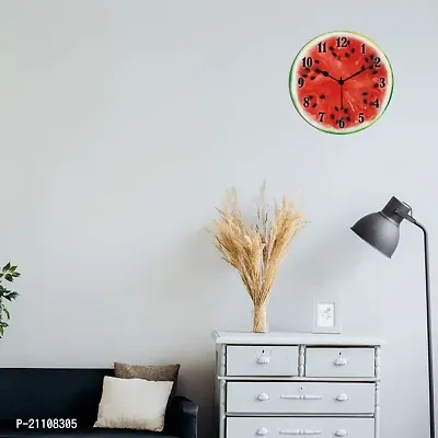 Water Melon Digital Print on Wood 11x11 Inch Wall Clock for Home and Office - (Without Glass)-thumb2