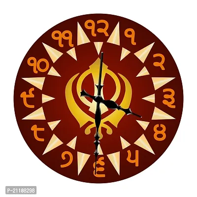 Digital Print on Wood 11x11 Inch Wall Clock for Home and Office - (Without Glass) (Khanda Maroon)-thumb0