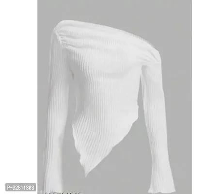 Stylish White Lycra  Top For Women-thumb0