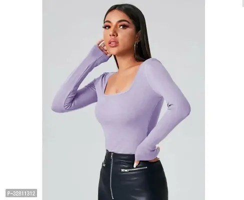 Stylish Purple Lycra  Top For Women-thumb0