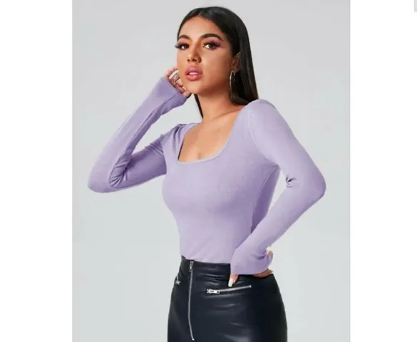 deep neck full sleeve crop top