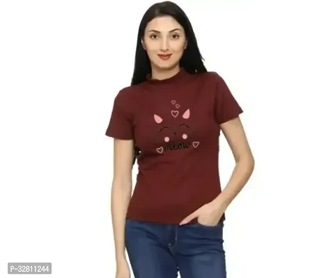 Stylish Maroon Cotton Blend  Top For Women-thumb0