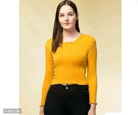 Stylish Yellow Lycra  Top For Women-thumb0