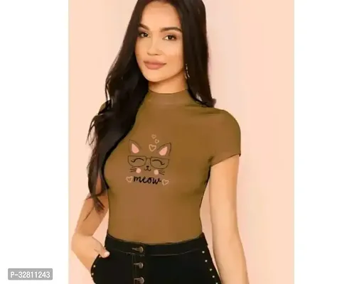 Stylish Brown Cotton Blend  Top For Women