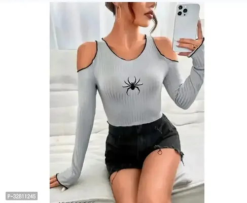 Stylish Grey Lycra  Top For Women