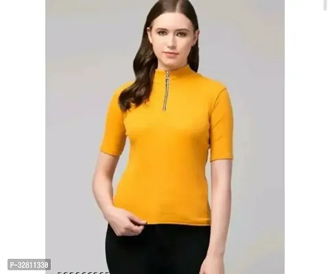 Stylish Yellow Lycra  Top For Women-thumb0