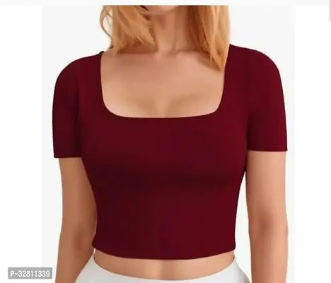 Stylish Maroon Cotton Blend  Top For Women-thumb0