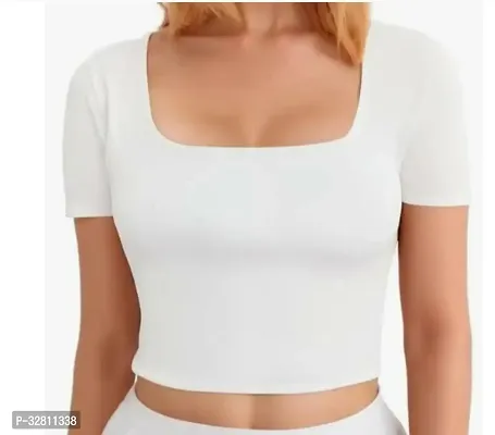 Stylish White Cotton Blend  Top For Women