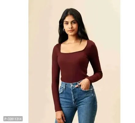 Stylish Maroon Lycra  Top For Women-thumb0