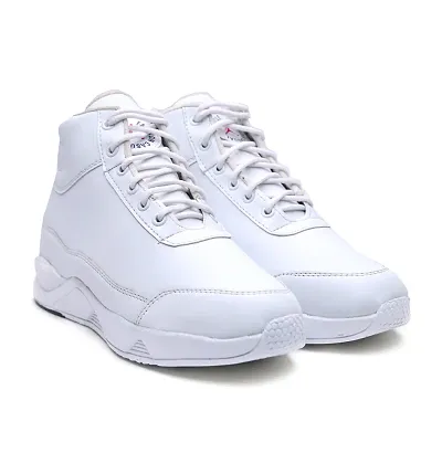 Stylish Synthetic Leather Solid White Sneakers