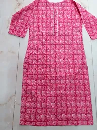 Floral Printed Pink Straight Cotton Kurta-thumb1