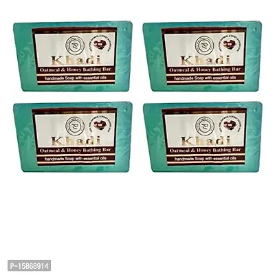 Khadi Herbal Oatmeal Bath Soap 4 x 125Gm L Parvati Gramodyog Herbal Products-thumb0