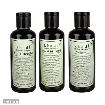 Classic Herbal Pure and Natural Shampoo Combo Pack - Amla Bhrinraj- Amla Reetha- Shikakai (Pack Of 3) (630Ml)