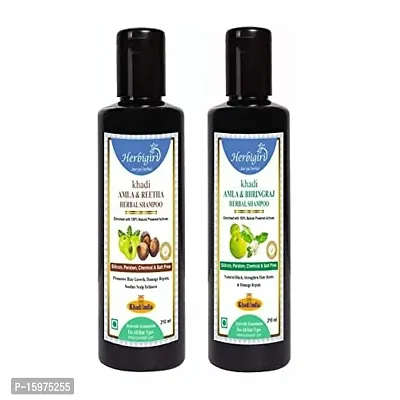 Classic Amla Reetha And Amla Bhringraj Herbal Shampoo 420Ml ( Pack Of 2, 210Ml Each )-thumb0