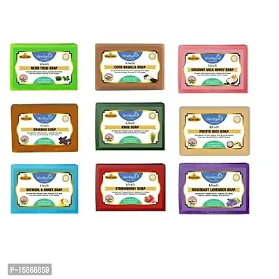 Classic Khadi Natural Handmade Soap Combo Hb9-2 Enriched With Essential Oils, Assorted Gift Set (Pack Of 9, 125G Each)