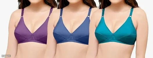 Stylish Multicoloured Cotton Solid Bras For Women Combo Of 3-thumb0