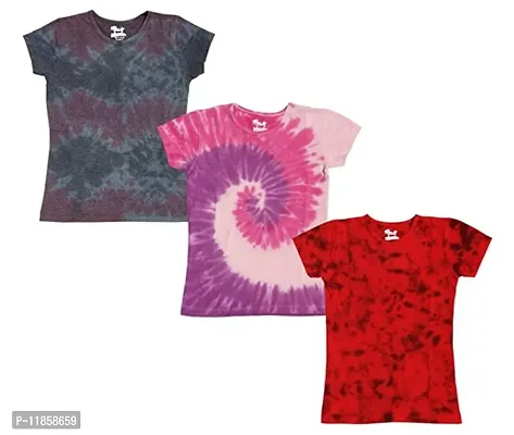 Tie and Dye Cotton T-shirt For Baby Girl Pack Of 3-thumb0