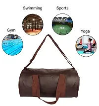 Ztama Craft Unisex PU Leather Medium Size Travel Weekender Gym Duffle Bag for Men Women Girls (Brown)-thumb1