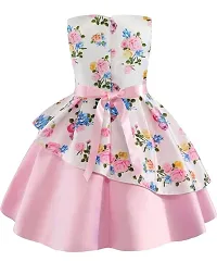 Buy  Try Girl's Satin Floral Printed Knee Length Short Frock Dress.-thumb2