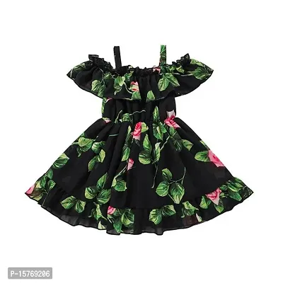 Classic Georgette Printed Dresses for Kids Girls-thumb0