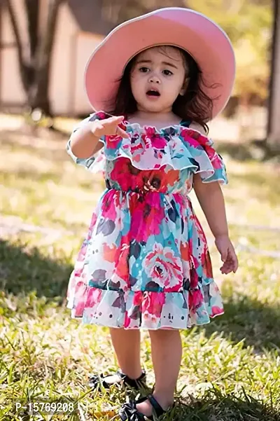 Classic Georgette Printed Frock for Kids Girls