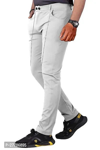 Stylish Cotton Blend Solid Trousers For Men