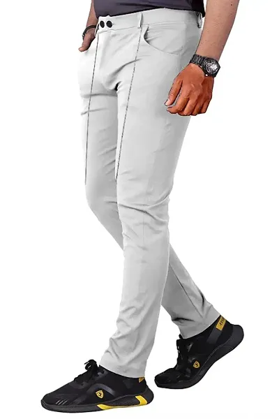 Stylish Blend Solid Trousers For Men