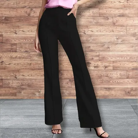 dockstreet Stylish Casual Elastic High Waist Flare Leg Elegant Pull on Palazzo/Trousers for Women