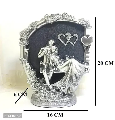 Beautiful Silver and Black Color Romantic Couple Figurine Love gift for Valentine/ Love/ Showpiece for GF/ BF/ Husband/ Wife/ Couple-thumb2