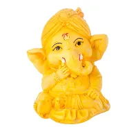Ganesh Idol Murti Statue for Car Dashboard Gift Lord Ganesha Ganpati Idols Showpiece Figurine for Home Pooja Room Diwali Decoration (Yellow)-thumb1