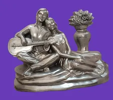 Silver Couple Playing Guitar Figurine for Romantic Love Decorative, Handicraft Showpiece, Home Interior, Bedroom Decor | Love Gift | Showpiece | Hone Decor-thumb1