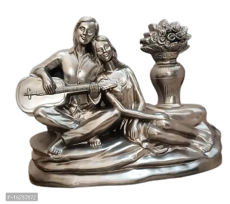 Silver Couple Playing Guitar Figurine for Romantic Love Decorative, Handicraft Showpiece, Home Interior, Bedroom Decor | Love Gift | Showpiece | Hone Decor-thumb3