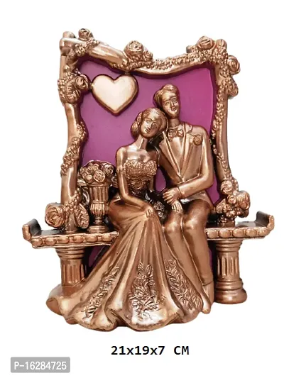 Human Couple Figurine Showpiece Sitting on Stage and Taking Blessingfrom Loved Onces- Romantic Decorative Handicraft Showpiece