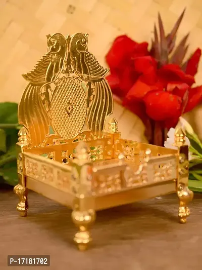 Gold Plated Metal God (Shree Ganesh, Laddu Gopal, Shiva, Maa and all gog) Sihasan/ Singhasan / Royal King Chair for Pooja, Mandir, Tample and Gift