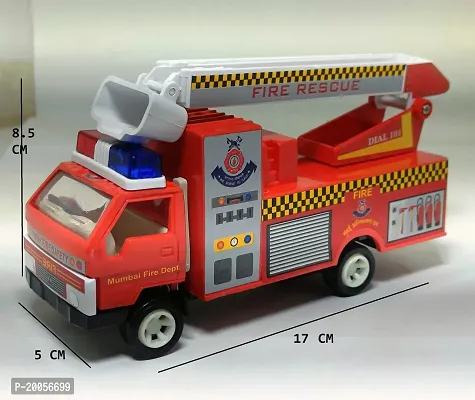Fire Brigade Tender Truck Toy Made of Non Toxic Plastic Pull Back Action - No Battery Required, Size Around 17 cm  Weight 250 Grams, with Soft Edges