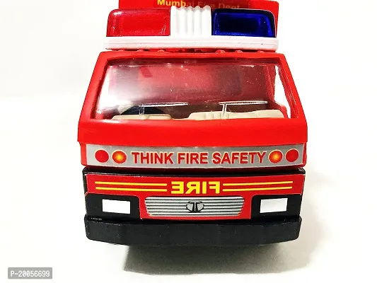 Fire Brigade Tender Truck Toy Made of Non Toxic Plastic Pull Back Action - No Battery Required, Size Around 17 cm  Weight 250 Grams, with Soft Edges-thumb3