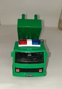 Green Color Garbage Dumper Truck Clean up City Toy with Pull Back, die-cast Toy Vehicle for Kids Boys, Green Color, 15 cm, Rubber Wheels(Pack of 1)-thumb2