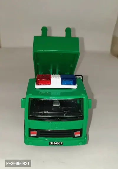 Green Color Garbage Dumper Truck Clean up City Toy with Pull Back, die-cast Toy Vehicle for Kids Boys, Green Color, 15 cm, Rubber Wheels(Pack of 1)-thumb3