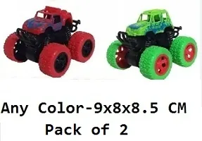 Multicolor Monester Truck- Pack of 2-Friction Powered Cars for Kids, Toddler Toys Inertia Car Toys (Stunt Car)-thumb1