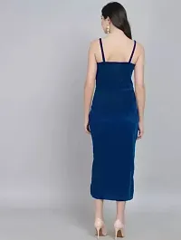 Stylish morpich velvet solid maxi dress for women-thumb1