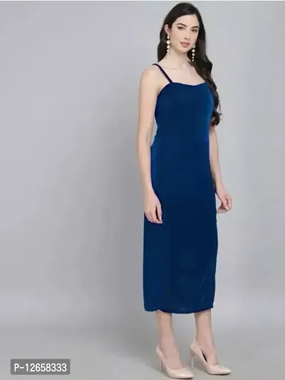 Stylish morpich velvet solid maxi dress for women-thumb0